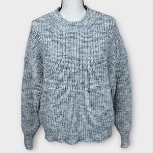 J Crew Marled Blue Cable Knit Crew Neck Sweater Cotton Blend Size S Relaxed Fit‎